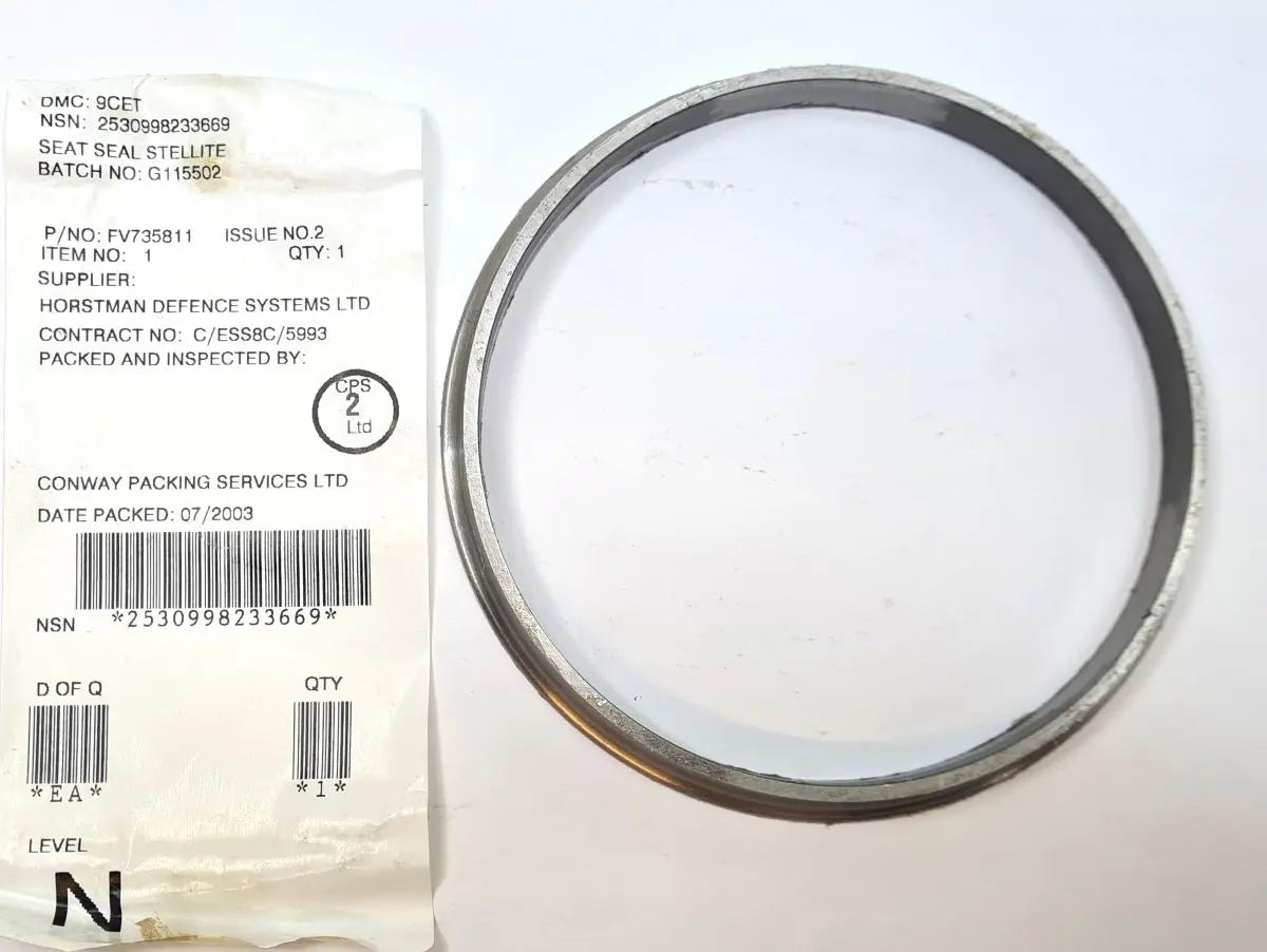 2530-99-823-3669 - Seat Seal - Stellite- FV735811 - 129 x 114.8 x 12.7mm - 9CET Horstman Defence Systems Ltd battlegroup-raydon