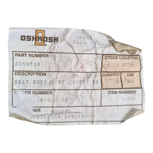 1000-93-205-0510 - Seat Belt Assy - 3 point Centre RR OshKosh