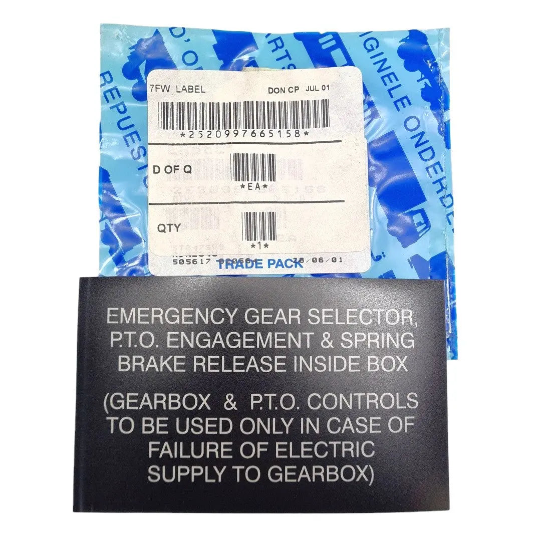 2520-99-766-5158 - Decal - Emergency Gear Selector - 7FW - RDH2340 Leyland Daf battlegroup-raydon