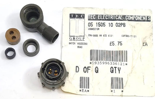 5935-99-633-6121 - 90 Degree 2 Pin Power Socket - Z99 - 0515051002PB Clansman Radio TEC Electrical Components battlegroup-raydon