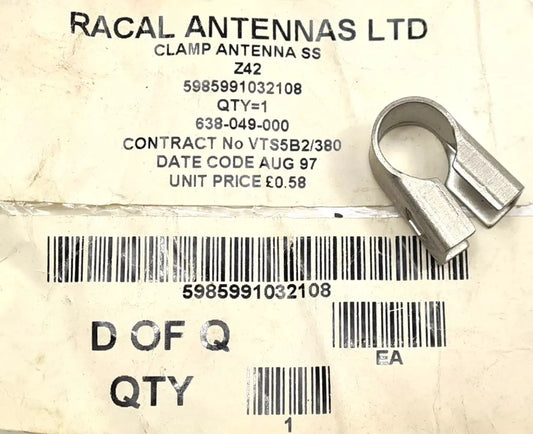 5985-99-103-2108 - Stainless Antenna Clamp - Clansman - Z42 - 638-049-000 Racal Antennas Ltd battlegroup-raydon