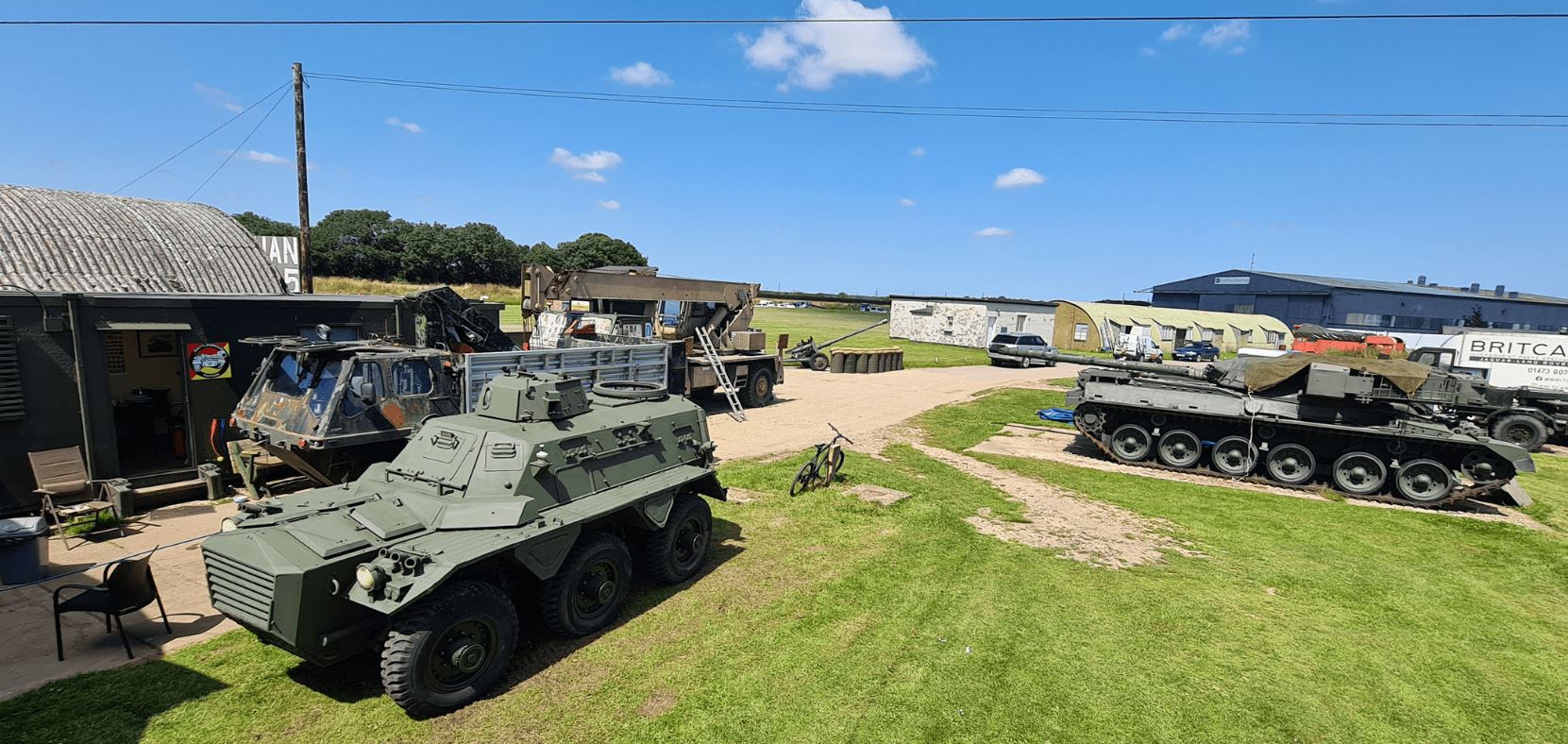 Military vehicles at Battlegroup Raydon airfield, Essex