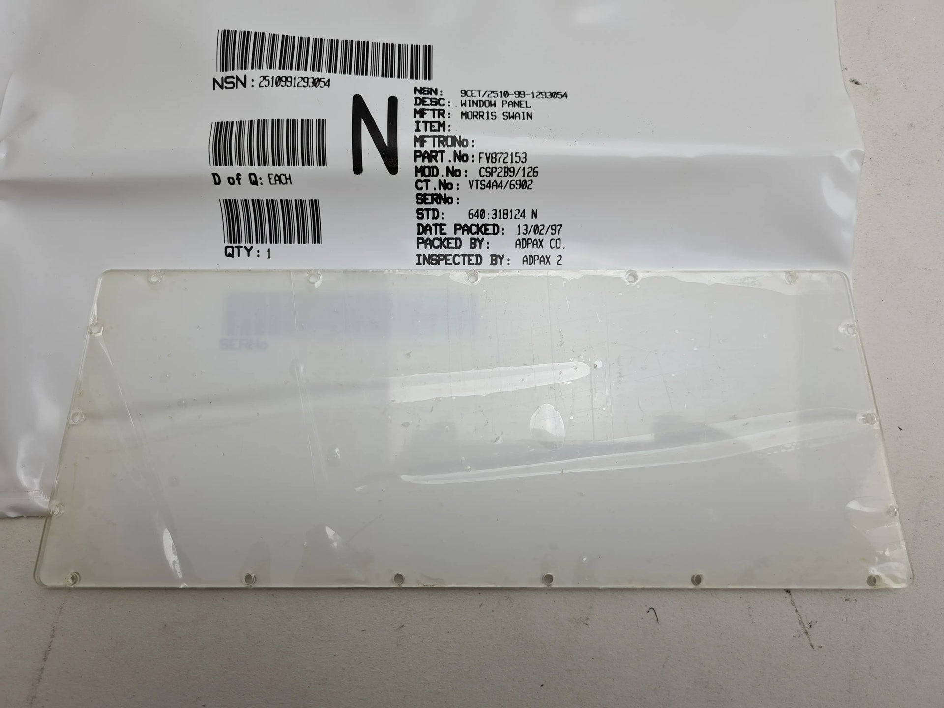 2510-99-129-3054 - Armoured window block - FV2021711 VTS4A4/6902