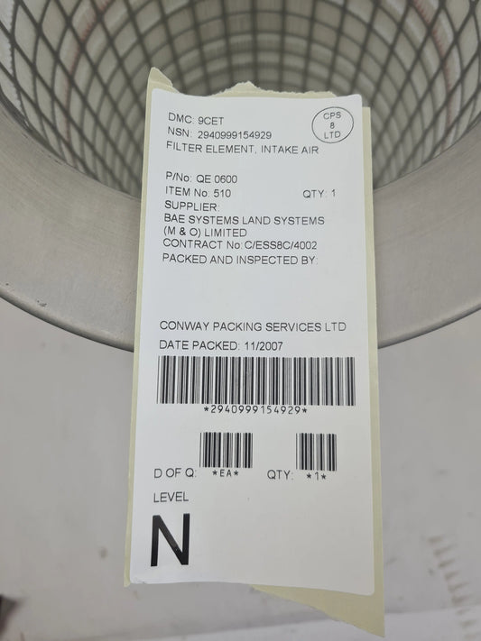 2940-99-915-4929 - Air Cleaner Intake Filter Element - QE0600 - 9CET - Combat Engineer Tractor Pall Europe Limited battlegroup-raydon