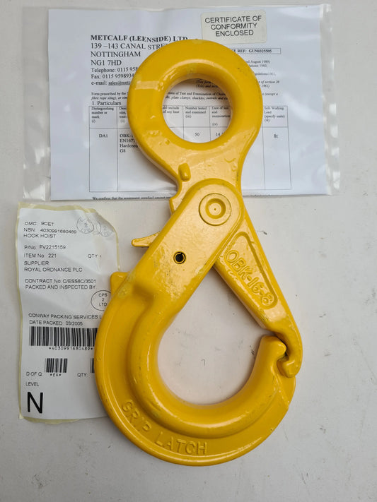 4030-99-168-0489 - Lifting Hook - 8 Ton - 9CET - FV2215159 - Combat Engineer Tractor Royal Ordnance PLC battlegroup-raydon