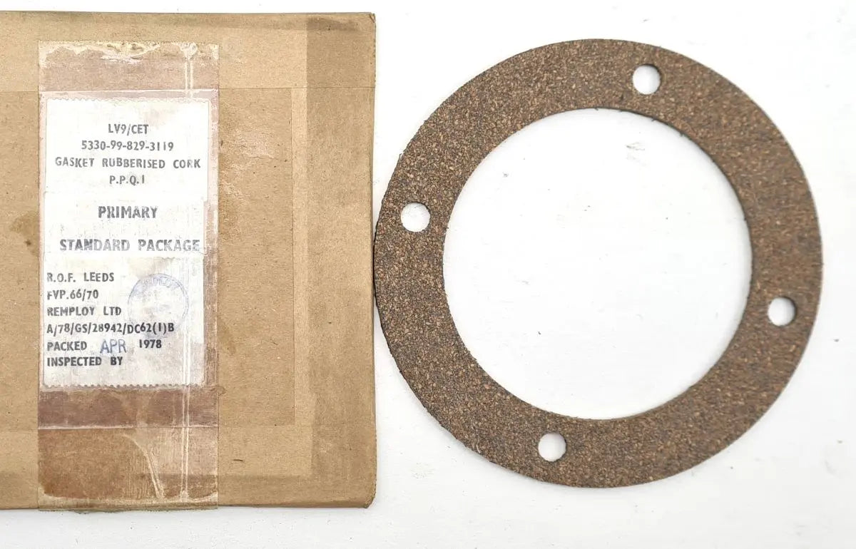 5330-99-829-3119 - Gasket Rubberised Cork - 130mm OD - 91mm ID - 3mm Thick -  LV9/CET - FV932011 - Combat Engineer Tractor ROF Leeds battlegroup-raydon